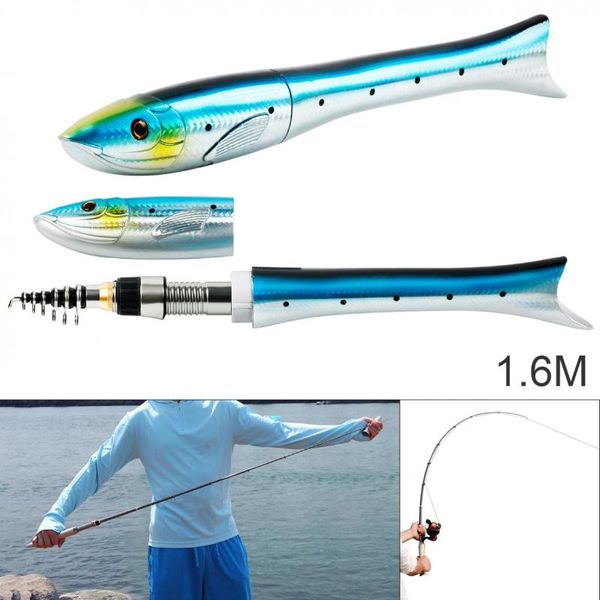 

boat fishing rods 1.6m durable carbon rod fish shaped mini pocket pen sea ice pole