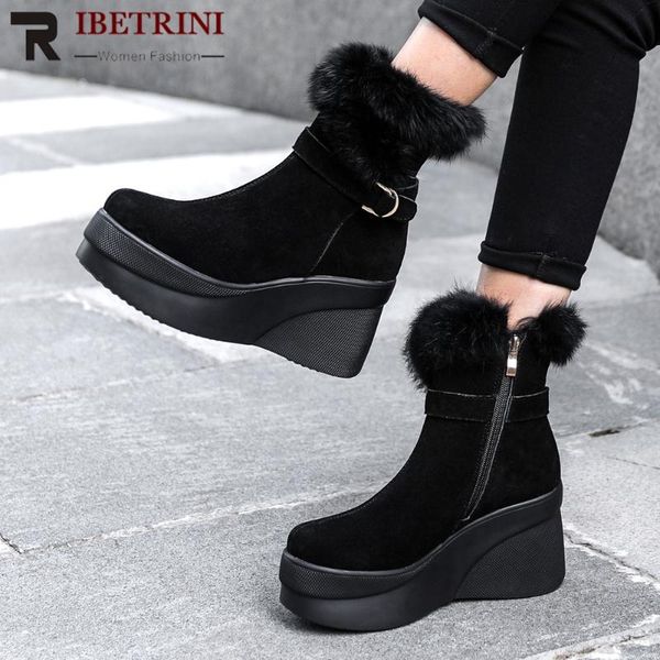 

boots ribetrini brand platform stylish winter shoes women, Black