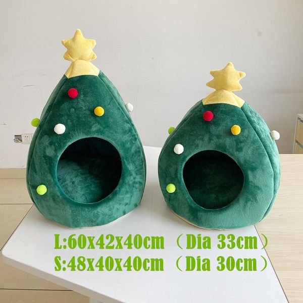 

two piece dress fashion cat litter winter warm teddy small dog four seasons universal pet nest christmas tree kennel, White