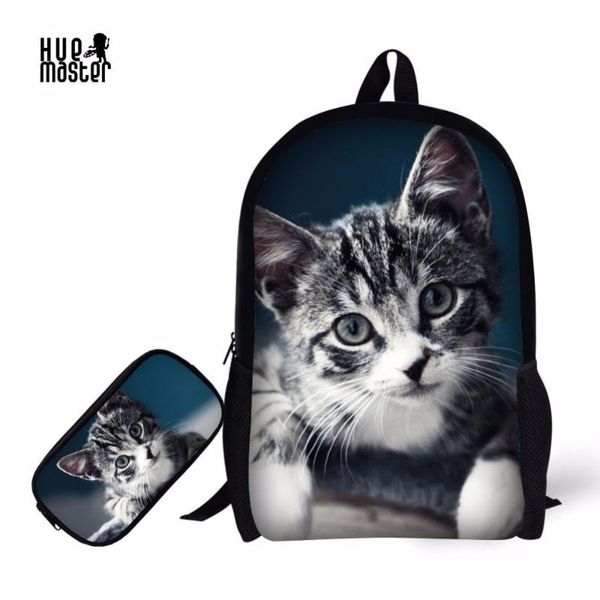 

backpack cat printing schoolbag pencil case learn essentials children school bags+pencil box mochila escolar perro panda