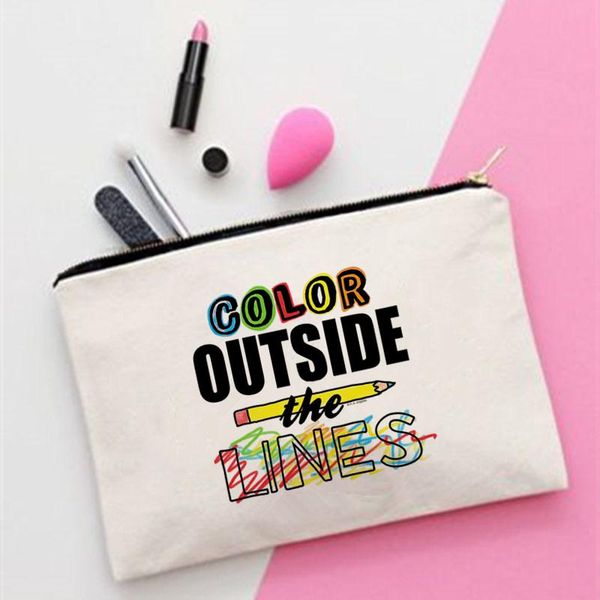 

cosmetic bags & cases women color outside lines printed make up bag fashion cosmetics organizer for travel colorful storage lady