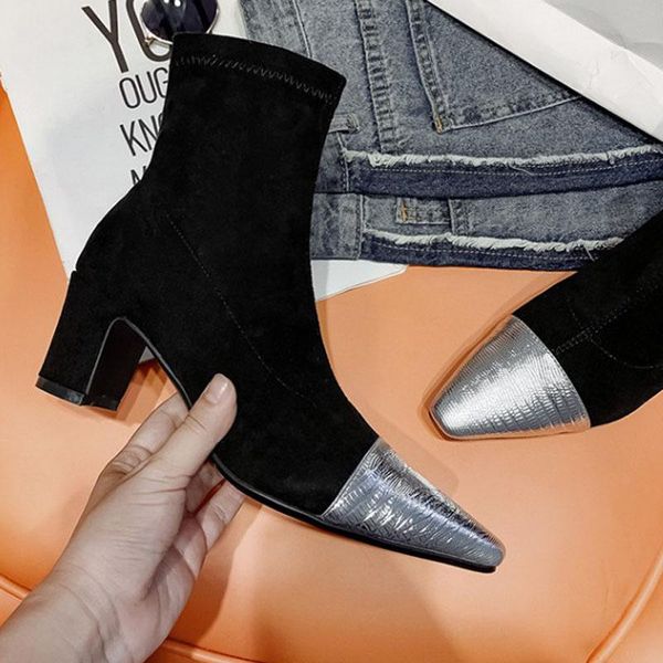 

boots size 34-43 ankle women snow high heels autumn winter shoes #y0307487f, Black