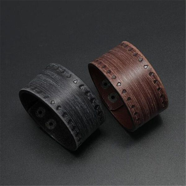 

charm bracelets steampunk gothic rock wide leather men wristband fashion jewelry, Golden;silver