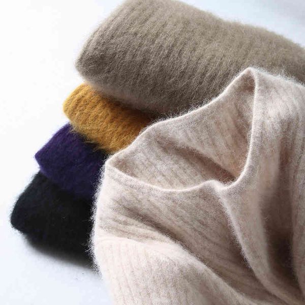 

women's super warm mink cashmere sweater and pullover, soft high elasticity, round neck, casual, basic, winter, 100%, White;black