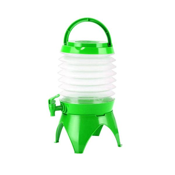

5.5l collapsible folding car travel beer water dispenser compressed kettle container with tap for camping (green) outdoor bags