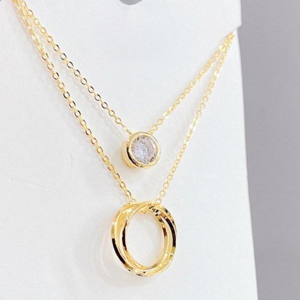 

chains botu 2021 double round removable fashion micro-inlaid zircon necklace simplicity detachable dual-use jewelry for women, Silver