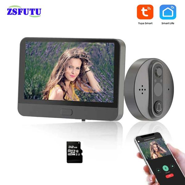 

doorbells 4.3 lcd smart wifi 720p video doorbell peephole camera viewer home security pir motion detection night vision tuya app control