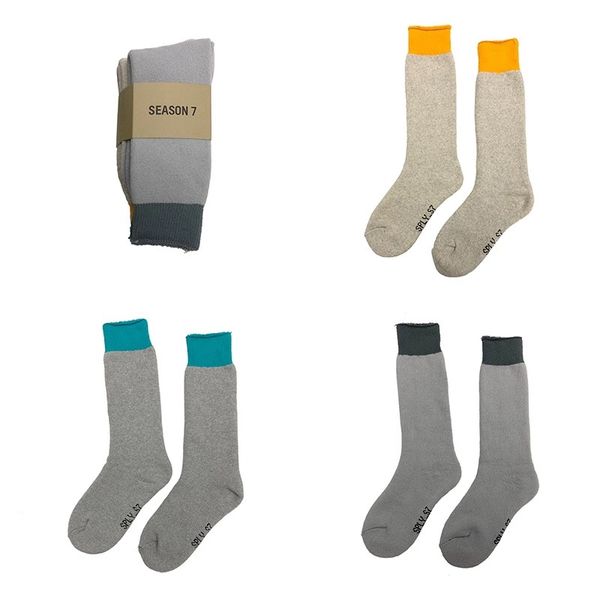 

season7 calabasas socks kanye same paragraph cotton towel bottom stockings men women piled sock three pairs per pack, Black