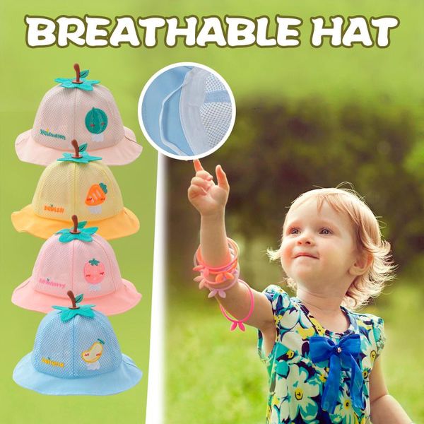 

caps & hats born infant baby boys girls 3d fruit print sunscreen cap breathable cotton blend hat bucket summer outdoor 2021, Yellow