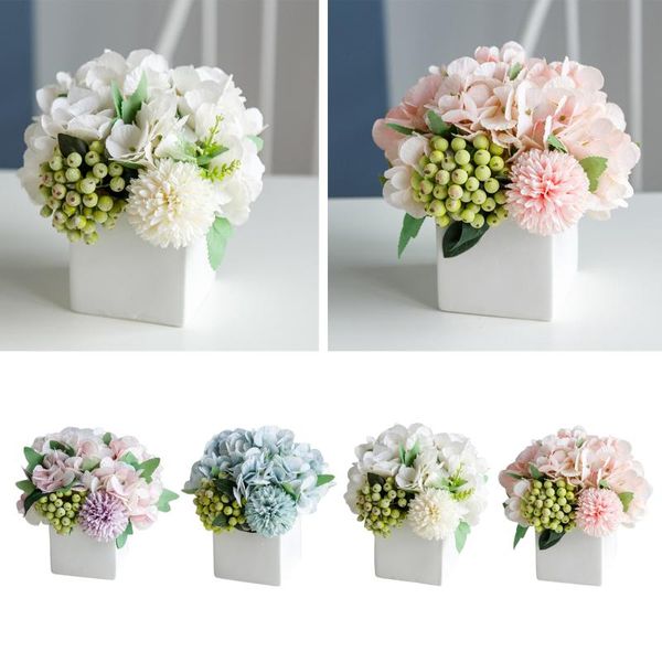 

decorative flowers & wreaths artificial hydrangea floral arrangements fake silk flower plants bouquet for living room home office wedding de