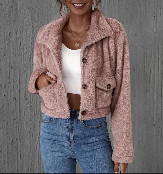 

women's jackets fashion lamb wool autumn winter coat women jacket fleece shaggy warm cropped overcoat single breasted outwear 3fk2, Black;brown