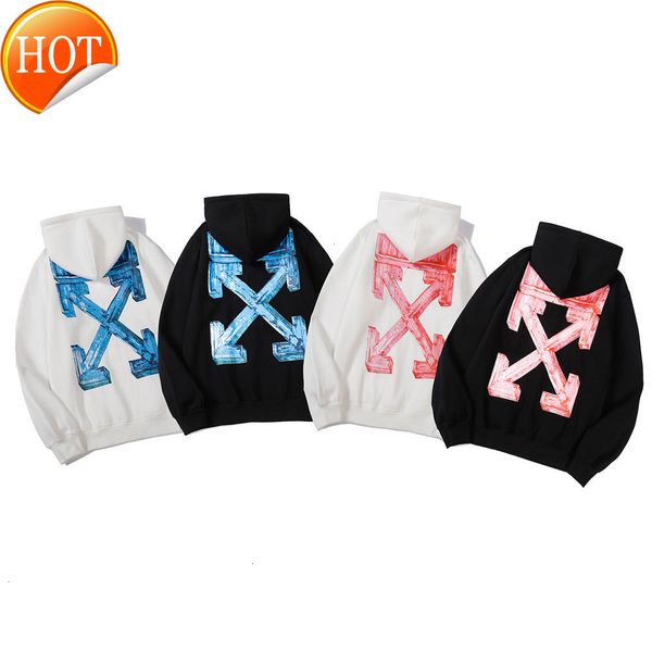

21ss autumn new and winter off h drawn sketch 3d spray painted arrstyle printed hoodie for men women, Black