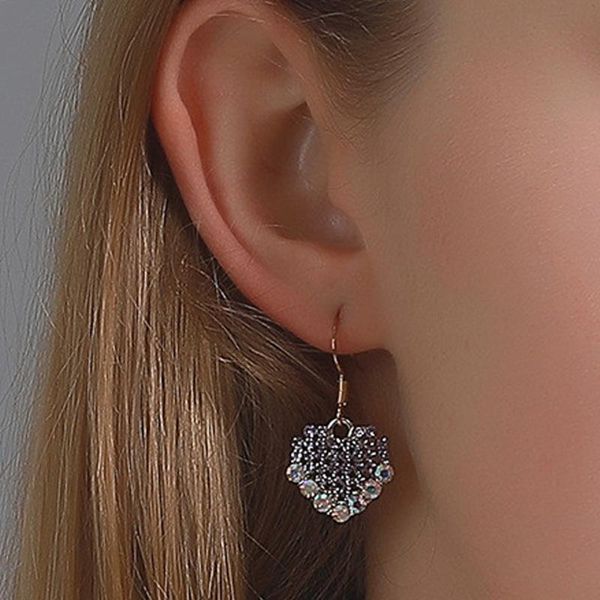 

dangle & chandelier 2021 trend small hoop earring for women brass cubic zircon heart star crystal rectangle unusual earrings, Silver