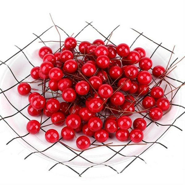 

christmas decorations 200pcs tree decoration artifical foam red fruit flower bouquet fake cherry beads ornament