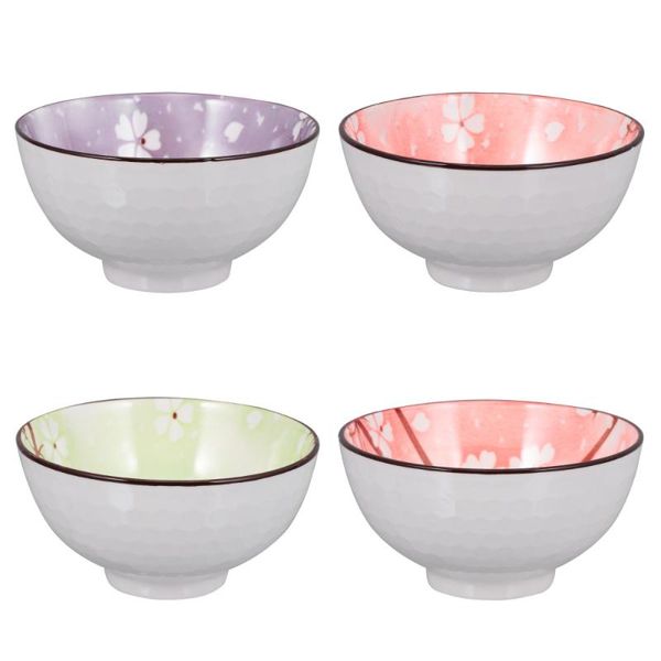 

set 4pcs japanese style bowls ceramic bowl practical cereal salad rice