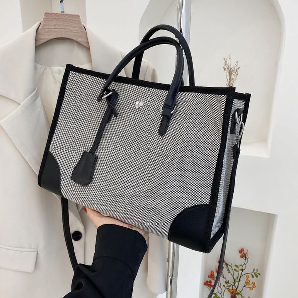 

women's portable briefcase professional simple one shoulder large capacity canvas tote bag