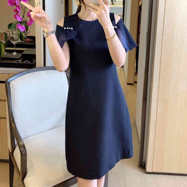 

without handles sewing beads arrange short sleeves temperament quality dress women's clothes, Black;gray