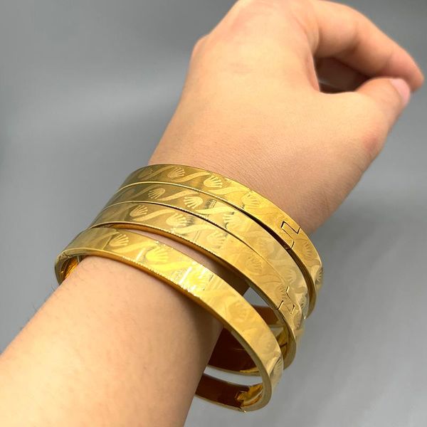 

4pcs dubai open size lot ethiopian copper women unique punk style laser bangles gold color jewelry girl accessories bangle, Black