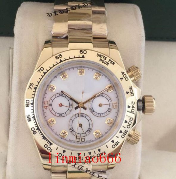 

men's watch, automatic mechanical movement, gold steel ring, black dial, folding buckle, sapphire glass, 40mm, retail and wholesale, Slivery;brown