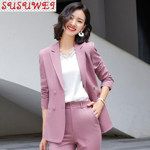 

autumn and winter high-quality professional women's suit two-piece overalls female fashion lady jacket slim trousers temperament two pi, White