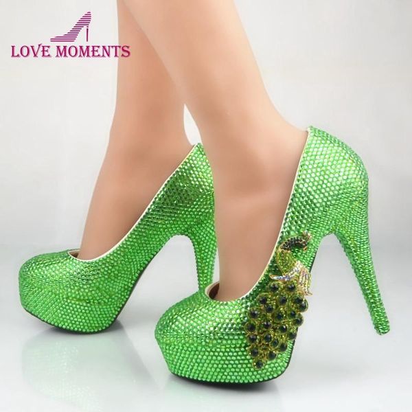 

green rhinestone women high heels round toe stiletto heel wedding party shoes plus size 45 graduation prom pumps dress, Black
