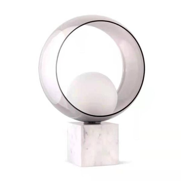 

table lamps nordic minimalist smoky gray glass lamp bedroom living room white marble led bedside lighting desk