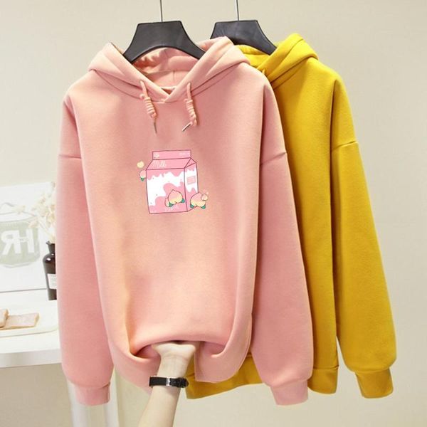 

women's hoodies & sweatshirts harajuku kawaii peach milk hoodie plus size sweatshirt fashion sweet cute schoolgirl streetwear winter cl, Black