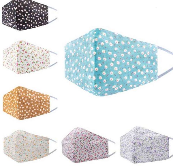 

3 layer party mask men women cotton flower printed facemask 95% filtration efficiency dustproof prevention of iuenza face mouth