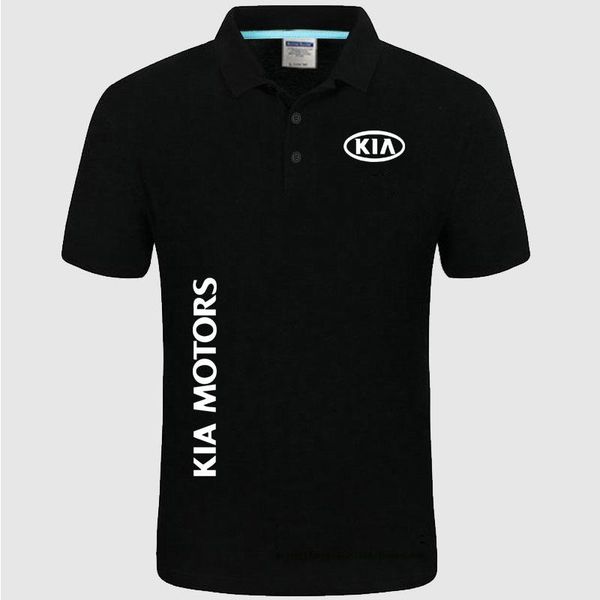 

men's polos summer shirts brand kia logo shirt men cotton short sleeve clothes, White;black