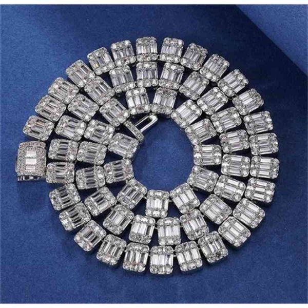 

hip hop mens jewelry necklace yellow gold 20cm 22cm heavy thick diamond miami ice link chain prong iced out cuban, Silver