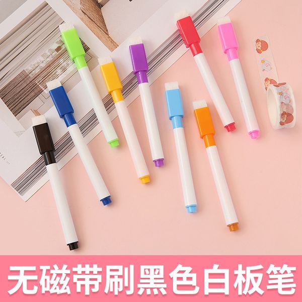

of type black whiteboard pen without tape brush easy to wipe, Black;red