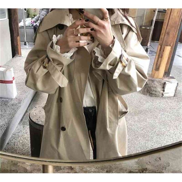 

wool 2021 double breasted vintage trench overcoats plus female size pure cotton jackets women's raincoats, Black