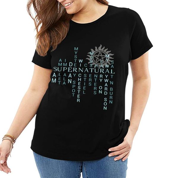 

women's t-shirt short-sleeved letter00004supernatural big size, White