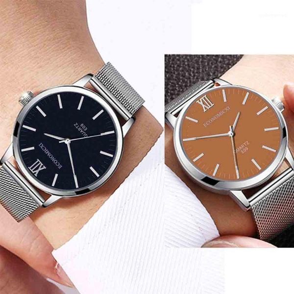 

watch 2021 minimalist men's fashion watches simple men business stainless steel mesh belt quartz relogio masculino @5 wristwatches, Slivery;brown