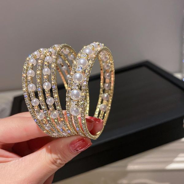 

bangle fashion personality diamond pearl open bracelet female temperament simple trend party, Black