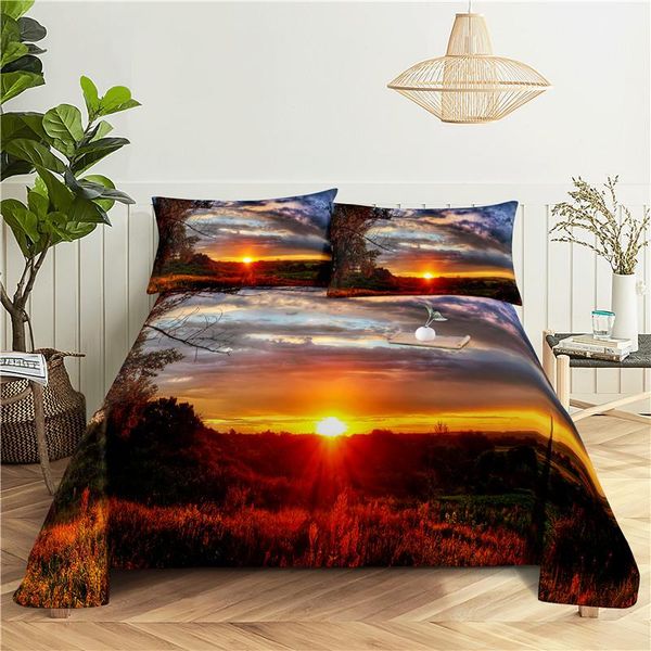 

sheets & sets sunset bedding sheet home digital printing polyester bed flat with case print