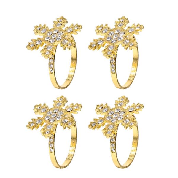 

napkin rings 4 pcs christmas household snowflake-shaped decoration