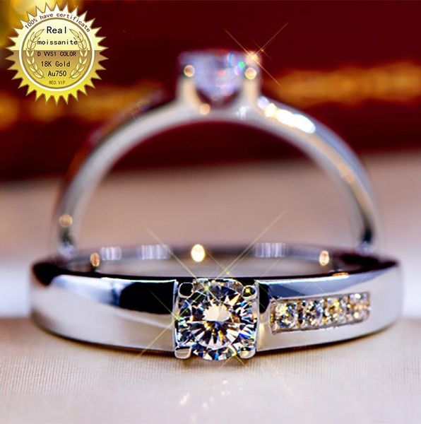 

cluster rings 18k goldr ring 1ct d vvs moissanite men engagement&wedding jewellery with certificate 004, Golden;silver