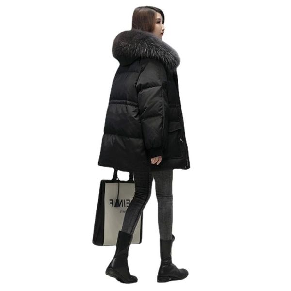 

women's jackets 2021 winter women fur collar parkas fashion hooded thicken warm padded coat female lady outwear jacket, Black;brown