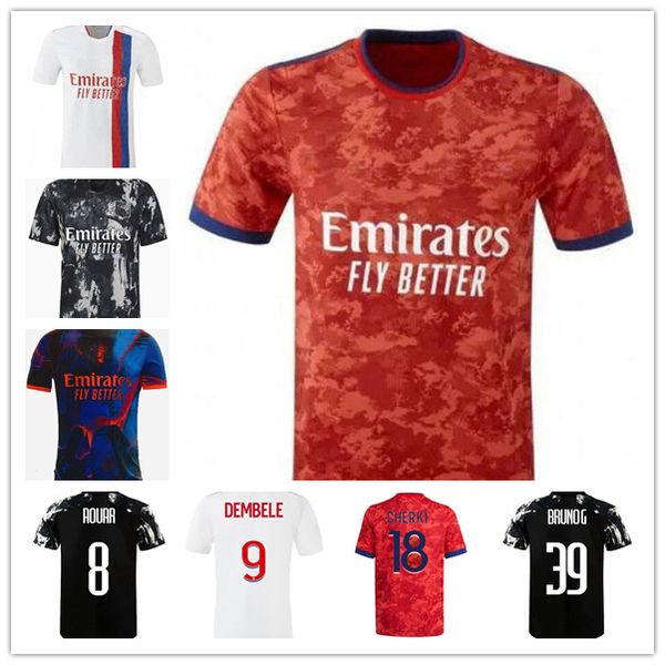 

home white soccer jersey #9 dembele 21 22 les gones away red #10 .paqueta #8 aouar de foot shirt 2021 2022 men fans version #7 toko ekambi, Black;yellow