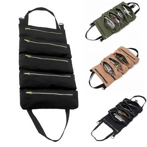 

car organizer roll up bag versatile tool pouch canvas wrench storage carrier back seat automobile
