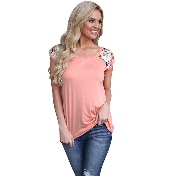 

women's short sleeve print patchwork women t-shirts casual loose summer tees large size o-neck female t-shirt pullovers, White