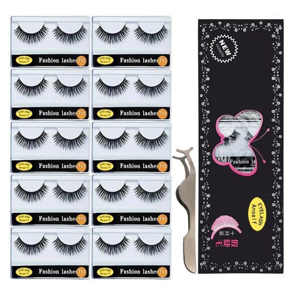 

anself 10 pairs fake eyelashes with false lashes applicator long thick curly makeup strip for eye makeup1