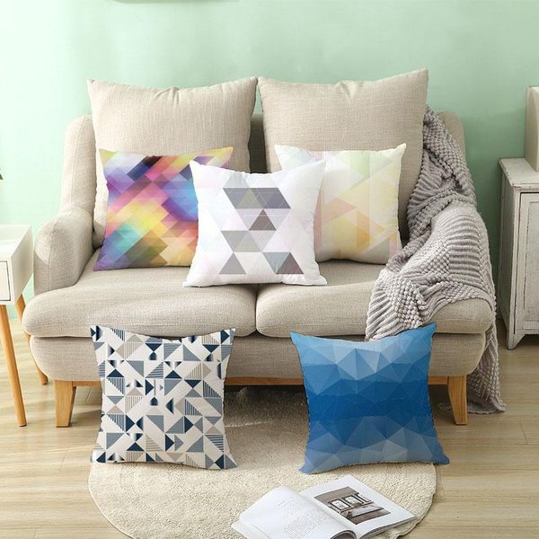 

cushion/decorative pillow pillowcase geometric color block painting cushion cover soft peach skin throw home bed room decor 45*45cm