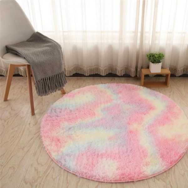 

carpets 35 hairy carpet colorful bedroom rug fluffy girl decoration tie-dye gradient soft plush children bedside mat