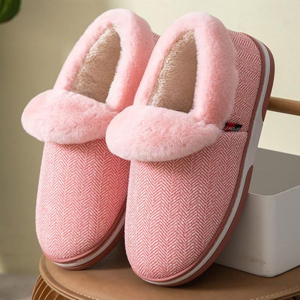 

slippers womens fur for men winter soft warm plush shoes fashion house bedroom flip flop flat floor #40, Black