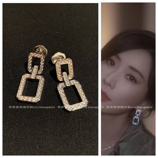 

hw square hollow diamond earrings luxurys designers jewelry, Golden;silver