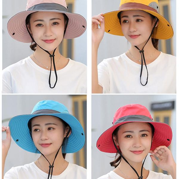 

wide brim hats women sun hat protection breathable bucket for travel outdoor fishing d88, Blue;gray