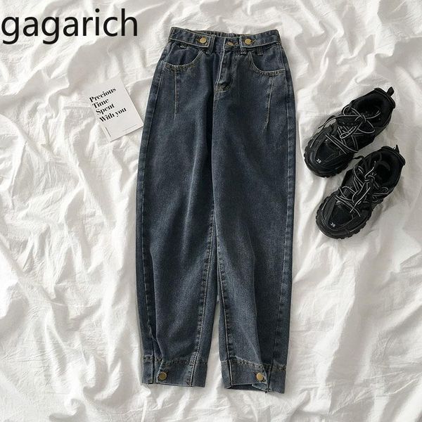 

women's jeans gagarich women fashion spring elastic high waist pockets straight ankle length pants femme chic casual denim trousers, Blue