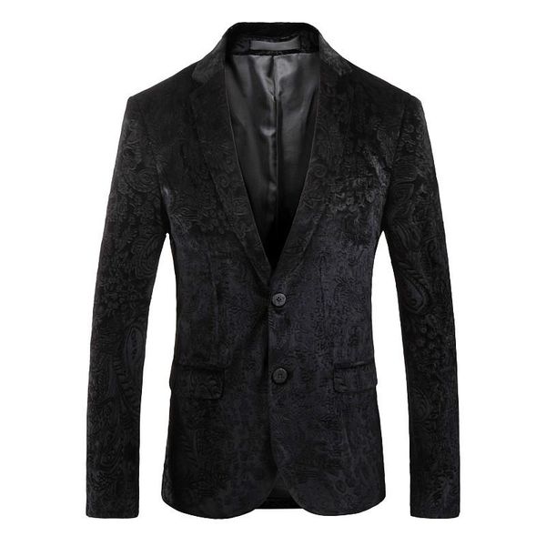 

high 2021 arrival quality velvet printed black casual blazers men,men's suits,casual men's jacket plus-size 214 suits &, White;black